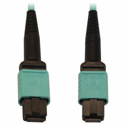 Eaton Tripp Lite N844B-03M-12-P 40/100/400G Multimode 50/125 OM3 Fiber Optic Cable [12F MTP/MPO-PC F/F], LSZH, Aqua, 3 m [9.8 ft.] 
