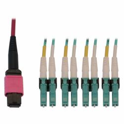 Eaton Tripp Lite N845X-05M-8L-MG 40/100G Multimode 50/125 OM4 Fiber Optic Cable [12F MTP/MPO-PC to 4x Duplex LC/PC F/M], LSZH, Magenta, 5 m [16.4 ft.] 