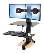 Ergotron WorkFit-S, Dual with Worksurface+ Black Multimedia stand 