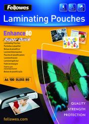 Fellowes SuperQuick A4 Glossy 80 Micron Laminating Pouch 
