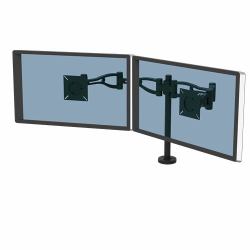 Fellowes Vista Dual Monitor Arm - Monitor Mount for 10KG 26 inch Screens - Ergonomic Adjustable Monitor Arm Desk Mount - Pan 180° Rotation 360°, VESA 75 x 75/100 x 100 - Black 