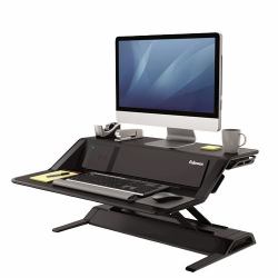 Fellowes Sit Stand Desk Riser - Lotus DX Height Adjustable Sit Stand Desk Converter with Cable Management & Antibacterial Protection - No Assembly Required - Max Weight 15.8KG - Black 