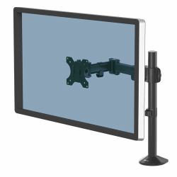Fellowes Reflex Monitor Arm - Monitor Mount for 8KG 32 Inch Screens - Adjustable Monitor Desk Mount - Tilt 45° Pan 180° Rotation 360°, VESA 75 x 75/100 x 100 - Black 
