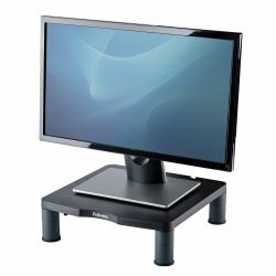 Fellowes Computer Monitor Stand with 3 Height Adjustments - Standard Monitor Riser with Cable Management - Ergonomic Adjustable Monitor Stand for Computers - Max Weight 27KG/Max Size 21" - Graphite 