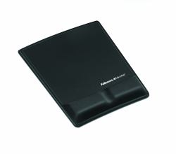 Fellowes Mouse Mat Wrist Support - Health-V Mouse Pad with Antibacterial Protection - Ergonomic Mouse Mat for Computer, Laptop, Home Office Use - Black 