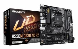 GIGABYTE B550M DS3H AC R2 Motherboard - AMD Ryzen 5000 CPUs, 5+3 Phases VRM, up to 4733MHz DDR4 [O.C.], 1xPCIe 4.0 + 1xPCIe 3.0 M.2, Wi-Fi 5, 1GbE LAN, USB 3.2 Gen 1 