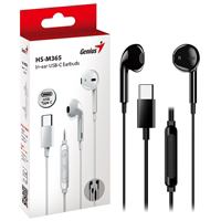 Genius Computer Technology Genius HS-M365B USB-C In-Ear Wired Earbuds with In-Line Microphone and Volume Controls Black