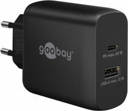 Goobay 65411 mobile device charger Headphones, Smartphone, Tablet Black AC Fast charging Indoor 
