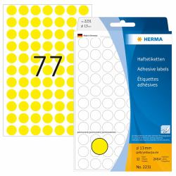 HERMA Multi-purpose labels/colour dots Ø 13 mm round yellow paper matt hand inscription 2464 pcs. 