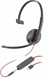 HP Poly Blackwire C3215 Monaural Headset +Carry Case [Bulk] 
