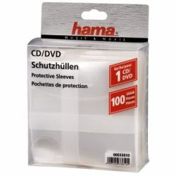 Hama CD/DVD Protective Sleeves, Pack of 100 100 discs Transparent 