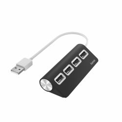 Hama USB Hub, 4 Ports, USB 2.0, 480 Mbit/s, black 