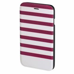 Hama Stripes mobile phone case 11.9 cm [4.7"] Folio Magenta, White 