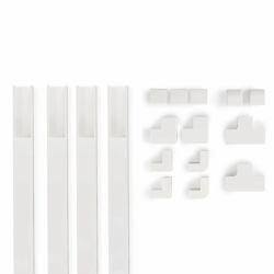 Hama Cable Duct Kit, 4 Pcs, Self-adhesive, 1 m, Incl. Connecting Pieces, white 