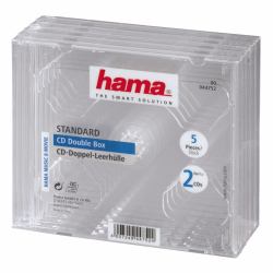 Hama CD Double Jewel Case, Pack 5 2 discs Transparent 