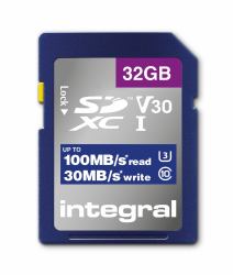 Integral 32GB SD MEMORY CARD SDHC UHS-1 U3 CL10 V30 UP TO R-100 MBS 