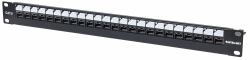 Intellinet Patch Panel, Cat6, UTP, 24 Port, 1U, Locking Function, Top Entry Punch Down, Black 
