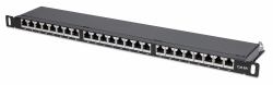 Intellinet Patch Panel, Cat6a, FTP, 24-Port, 19", 0.5U, Shielded, 90° Top-Entry Punch Down Blocks, Black 