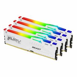 Kingston Technology FURY Beast 64GB 6000MT/s DDR5 CL40 DIMM [Kit of 4] White RGB XMP 