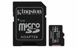 Kingston Technology Canvas Select 64GB micSDXC Plus 100R A1 C10 Card + ADP 