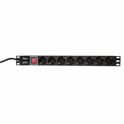 LogiLink PDU8C01 power distribution unit [PDU] 8 AC outlet[s] 1U Black 