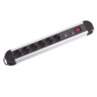 M-Cab POW0001 power extension 2 m 6 AC outlet[s] Indoor Black, Silver 