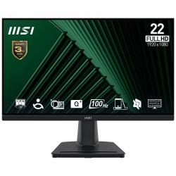 MSI Pro MP225V 21.45 Inch Monitor, FHD [1920 x 1080], 100Hz, VA, 1ms, 1x HDMI 1.4b, 1x D-Sub[VGA], Anti-Glare, Anti-Flicker, Less Blue light, TÜV Certified, VESA, Kensington, Black 
