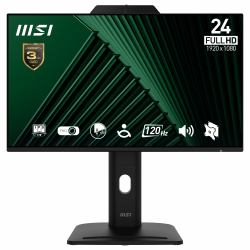 MSI Pro MP242PMG 23.8 Inch Monitor, FHD [1920 x 1080], 120Hz, IPS, 1ms, 1x HDMI 1.4b, 1x DP 1.2a, 1x D-Sub[VGA], 2xUSB 5Gbps Type-A, 1x USB 5Gbps Type-B, Built-in Speakers, Webcam, Anti-Glare, Anti-Flicker, Less Blue light, TÜV Certified, VESA, Kensington, Black 
