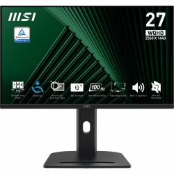 MSI Pro MP275QPG 27 Inch Monitor, QHD [2560 x 1440], 100Hz, IPS, 1ms, 2x HDMI 2.0b, 1x DP 1.2a output, Built-in Speakers, Anti-Glare, Anti-Flicker, Less Blue light, TÜV Certified, VESA, Kensington, 4-way adjustable stand, Black 