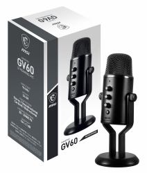 MSI IMMERSE GV60 STREAMING MIC 'USB Type-C Interface and 3.5mm Aux, For Professional applications with Intuituve control in 4 modes: Stereo, Omnidirectional, Cardioid and Bidirectional' 