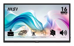 MSI PRO MP165 E6 portable TV/monitor Portable monitor Black 39.6 cm [15.6"] LED 1920 x 1080 pixels 