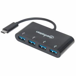 Manhattan USB-C Dock/Hub, Ports [x4]: USB-A [x4], 5 Gbps [USB 3.2 Gen1 aka USB 3.0], USB powered [no external power supply required], Cable 20cm, Equivalent to HB30C4AB 