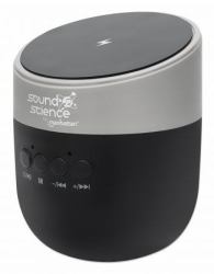 Manhattan Metallic Bluetooth Speaker with Wireless Charging Pad, Decent Sound Output [3W], 3 hour Playback time, Wireless Pad 5W, Integrated Controls, Range 10m, microSD card reader, USB-A charging cable incl, Bluetooth 5.0, 3 Years Warranty 