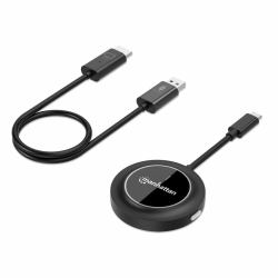 Manhattan 1080p Wireless HDMI Display Presentation Kit, 2-Piece Set with HDMI Receiver and USB-C Transmitter Dongle to Wirelessly Display a Video Signal from a Laptop/Tablet/Smartphone on an HDMI TV or Projector, Black 