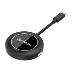 Manhattan 1080p Wireless HDMI Display Adapter with USB-C Transmitter, Dongle Wirelessly Displays a Video Signal from a USB-C Device on an HDMI TV or Projector, Requires Receiver from #208420 Wireless HDMI Presentation Kit, Black 