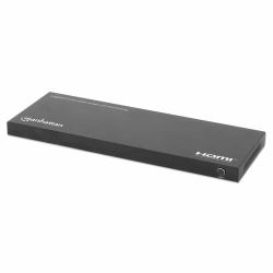 Manhattan 4K@60Hz 8-Port HDMI Splitter with Downscaling, Splits One HDMI Input to Eight HDMI Outputs [1x8], 18G, EDID Switch for Downscaling, Black 