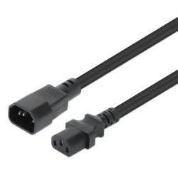 Manhattan Power Cord/Cable, C14 Male to C13 Female [kettle lead], Monitor to CPU, 1m, 10A, Black, Lead, Lifetime Warranty 
