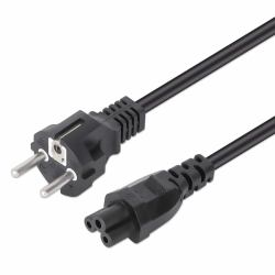 Manhattan Mains Power Cord/Cable, Euro 2-pin [CEE 7/4 Schuko] plug to C5 Female [cloverleaf/triangular], 1m, 2.5A, Lead, Lifetime Warranty 