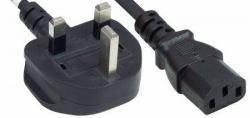 Manhattan Mains Power Cord/Cable, UK 3-pin plug to C13 Female [kettle lead], 1.8m, 10A, Black, Lifetime Warranty 