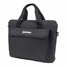 Manhattan London Laptop Bag 12.5", Top Loader, Black, LOW COST, Accessories Pocket, Shoulder Strap [removable], Notebook Case, Three Year Warranty 