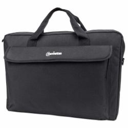 Manhattan London Laptop Bag 17.3", Top Loader, Black, LOW COST, Accessories Pocket, Shoulder Strap [removable], Notebook Case, Three Year Warranty 