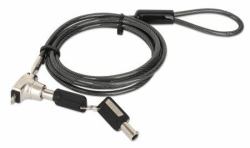 Manhattan Laptop Lock [Nano] with two keys, Compatible with Nano style locks, 1.5m cable, Anti theft, Strong steel cable - metal with clear PVC jacket, Notebook, Lifetime Warranty 