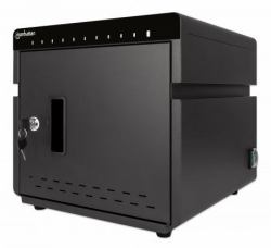 Manhattan iPad to 11" 10-bay Charging Cabinet Desktop via USB-C, Also other tablets and smartphones [with device to USB-C cable], Bays 264x22x235mm, Device charging cables not included [suggest USB-C cable 354868], Cart, Lockable, EU/UK power cords 