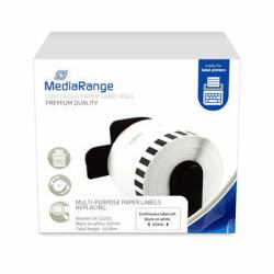 MediaRange Continuous paper label, for label printers using Brother DK-22205, 62mm, 30.48m, black on white 