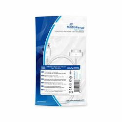 MediaRange Charge and sync cable, USB 2.0 to Apple Dock® [30-pin] plug, 1.0m, white 