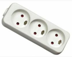 Mercodan Power strip 3 outlets - earthed, 5.0m cable, white., - Installation power strip, w. removable plug - Warranty: 24M