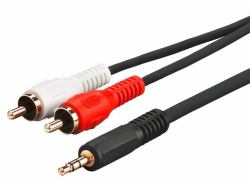 Microconnect AUDLC15G audio cable 15 m 3.5mm 2 x RCA Black 