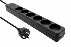 Microconnect MC-GRU0603DKB power extension 3 m 6 AC outlet[s] Indoor Black 