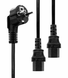 Microconnect PE011318 power cable Black 1.8 m Power plug type E+F 2 x C13 coupler 