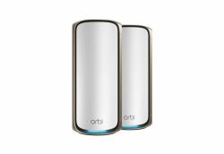 NETGEAR Orbi 970 Series Quad-Band WiFi 7, 2-Pack Quad-band [2.4 GHz / 5 GHz-1 / 5 GHz-2 / 6 GHz] Wi-Fi 6 [802.11ax] Grey 3 Internal 